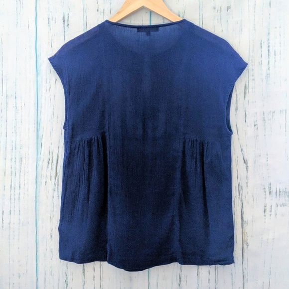 3/$20 Madewell Kasbah Embroidered Blue Boho Top - Picture 7 of 7
